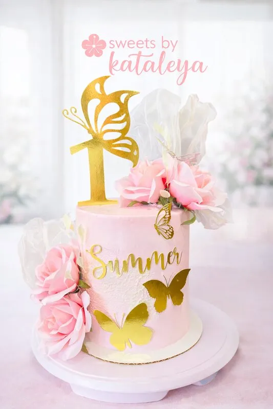 Pink butterfly birthday cake